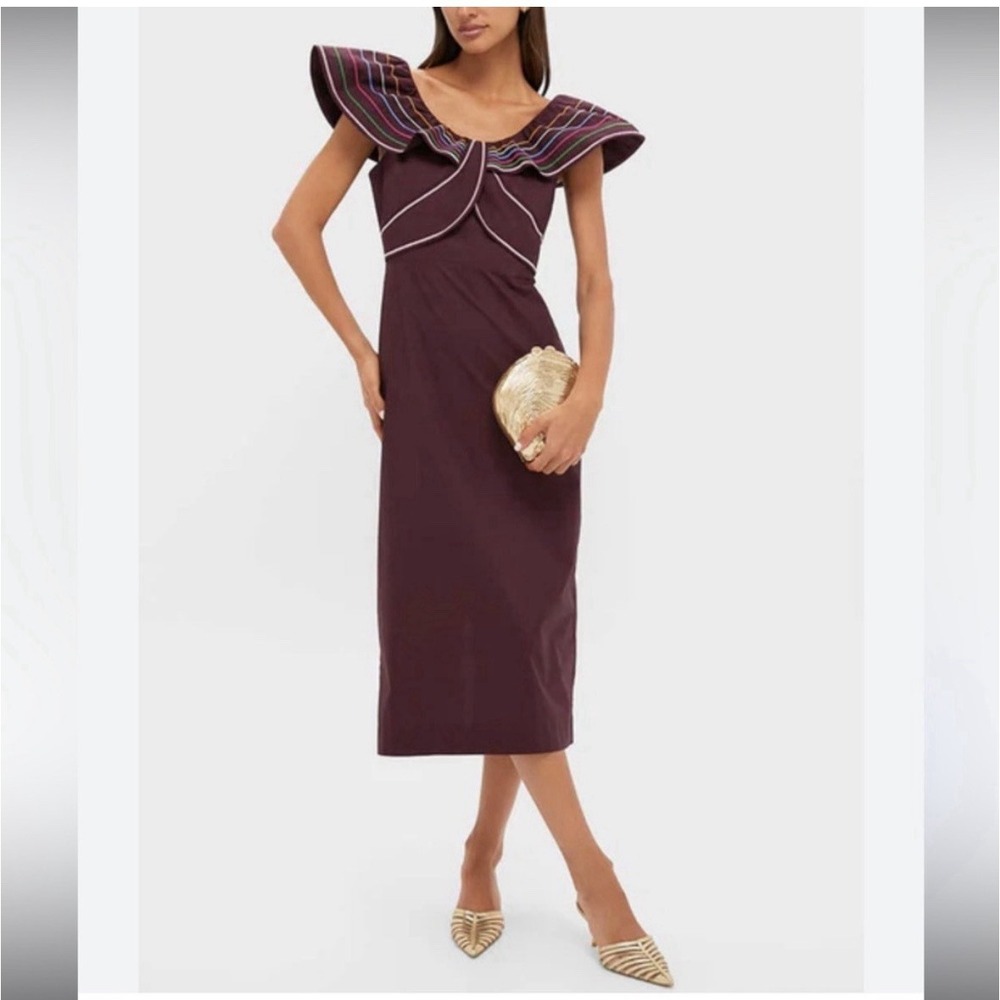 New Tuckernuck Women's Embroidered Ellison Cottonin Winetasting Dress XS